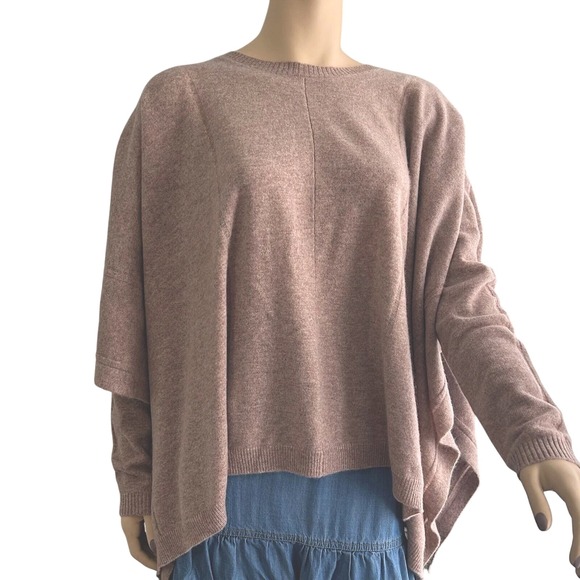 IN Cashmere beige 100% cashmere long sleeve sweater poncho cape womens‎ medium - Picture 1 of 10